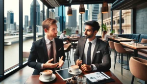 Cafe meeting to discuss business needs